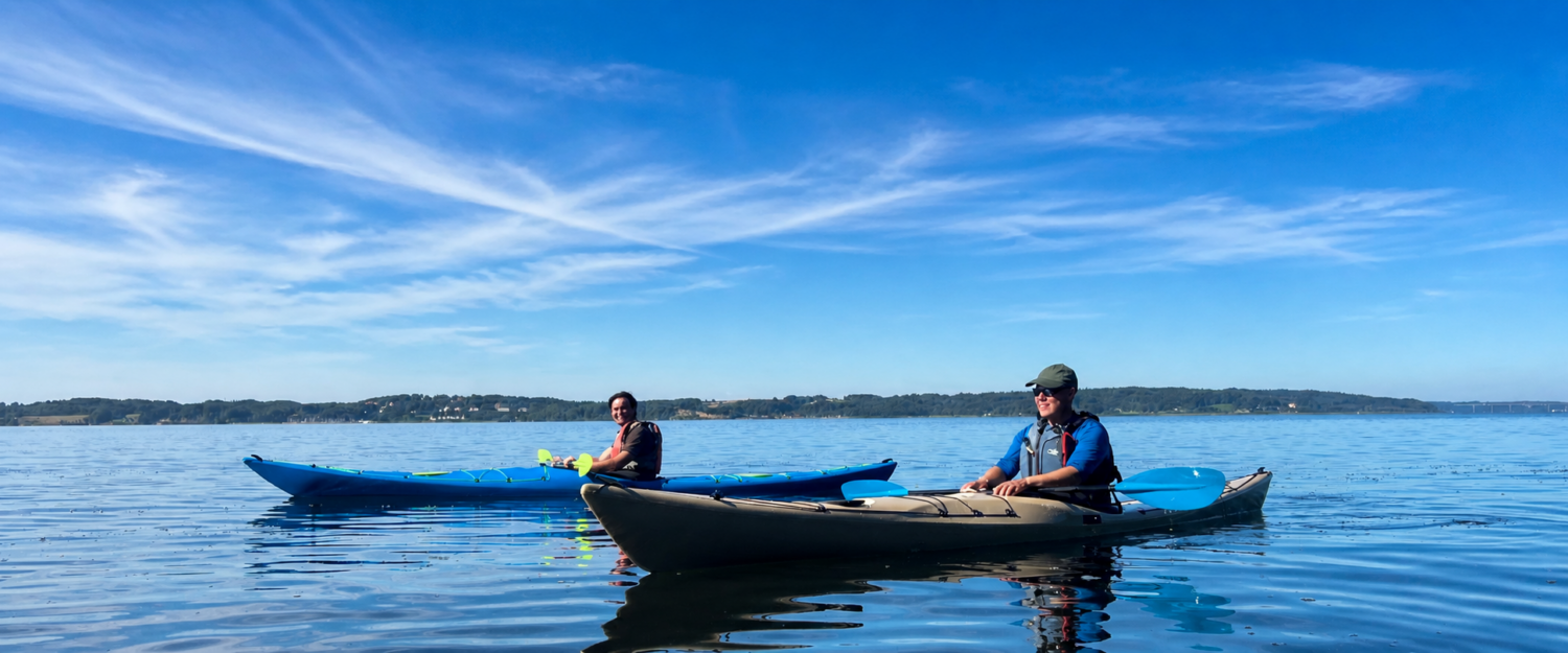 2 designkayaks på Kajakferie i Danmark